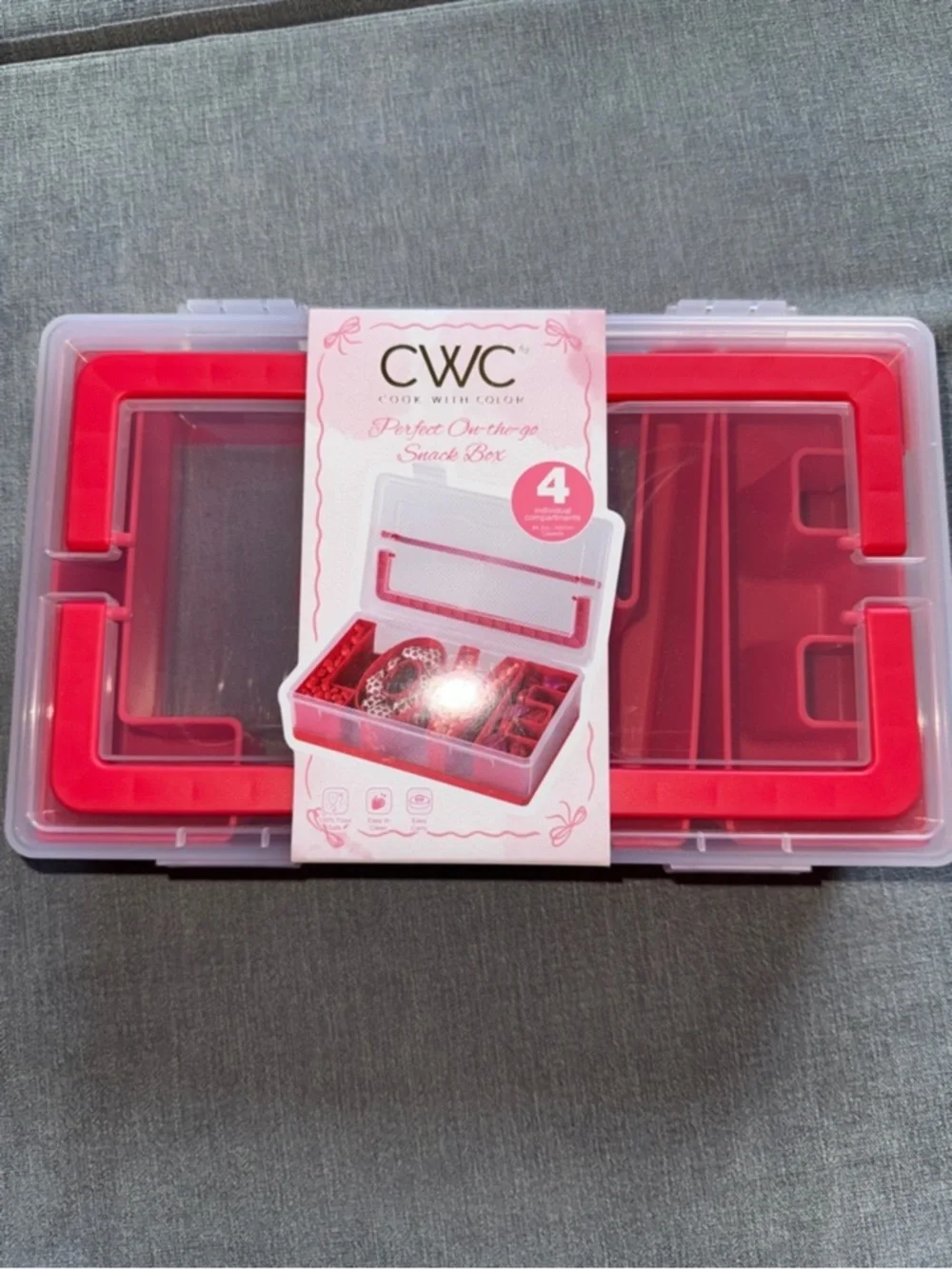 CWC Snack Box with Dividers -
4 Compartments - Love-Snackle Box - Picture 1 of 2